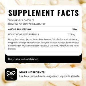 Erwachsenen-Kräuterpräparat mit Epimedium & Maca HornyGoat Weed 600mg Kapseln 120 Stück OEM - Product Image 2