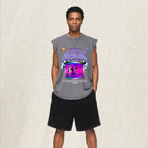 Chaleco Oversize Lavado con Gráfico de <span class=keywords><strong>Castillo</strong></span> Oscuro, Luna y Brújula, Estilo Retro Gótico Streetwear, con Texto 'Dawn Light', Top Hip Hop para <span class=keywords><strong>Hombre</strong></span>, Almacén de EE. UU. - Product Image 3