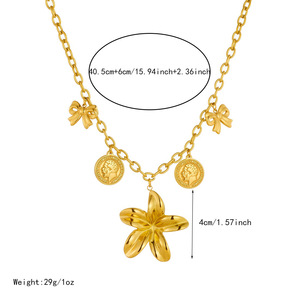 European American Cross Border Gold Plated Necklace Retro Multi Element Women Fashion Jewelry Daily Wear Zinc Alloy Chain - Product Image 4