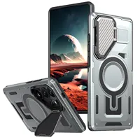 Casing Pelindung Mewah Anti Benturan untuk S25 Ultra/S24/S23 Plus/S25 Edge, Mendukung Pengisian Daya Nirkabel, Anti Sidik Jari, Magnetik