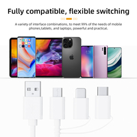 Câble certifié MFI, multifonctionnel, cadeau, 1,2 m, 3 en 1, TPE PVC, câble de charge USB pour téléphone/Type-C/Android