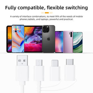 โรงงานผลิตสายเคเบิลที่ได้รับการรับรอง MFI สายชาร์จข้อมูลอเนกประสงค์ 3 in 1 ความยาว 1.2 เม<span class=keywords><strong>ต</strong></span>ร วัสดุ TPE PVC สำหรับโทรศัพท์/Type-C/Android - Product Image 6