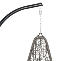 Chaise suspendue en forme de C en rotin PE extérieur suspendu panier chaise cadre en acier coussin suspendu balançoire jardin chaise longue