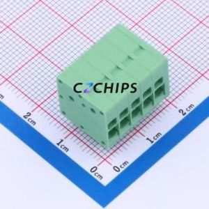 JL271R-35005G01 Spring Terminal Block Bent Lead Through Hole,P=3.5mm Connector 1x5P 3.5mm Green Right Angle Insert - Product Image 1