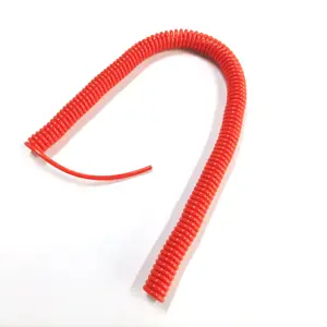 Jaket oranye PUR kabel Spiral pegas dapat ditarik 3 inti kabel daya 0.75mm2