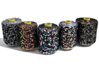 Paillettes fantaisie en gros, 100% polyester PET, paillettes ovales brillantes et colorées pour le tricot artisanal, fil à paillettes