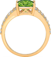 Bague Tendance en Or 18 carats avec Pierre de Peridote Verte Naturelle Pure Taille Princesse, Accessoire de Mariage et de Fête pour Femmes et Enfants – Grande Vente