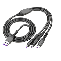 Cable de Carga 3 en 1 Duradero de 5A y 66W, Cable USB para Teléfono con Transmisión de 480Mbps, Accesorios de Cable USB de Carga Rápida