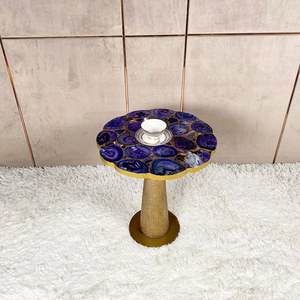 Luxe rond en métal tambour pierre améthyste rétro coin café petite <span class=keywords><strong>table</strong></span> d'appoint pour le salon - Product Image 4