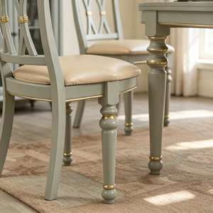 Chic Gold Inlay Solid Wood Dining <strong>Chair</strong>, X Cross Back PU Padded <strong>Spindle</strong> Leg Side <strong>Chair</strong> For Farmhouse Kitchen Dining Room - Product Image 5