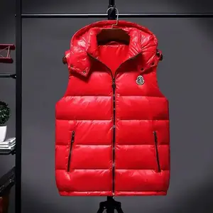 2023 Winter Outdoor Sleeveless Bubble Jackets Clothing Custom Utility Hood Down Puffer Vest For Men