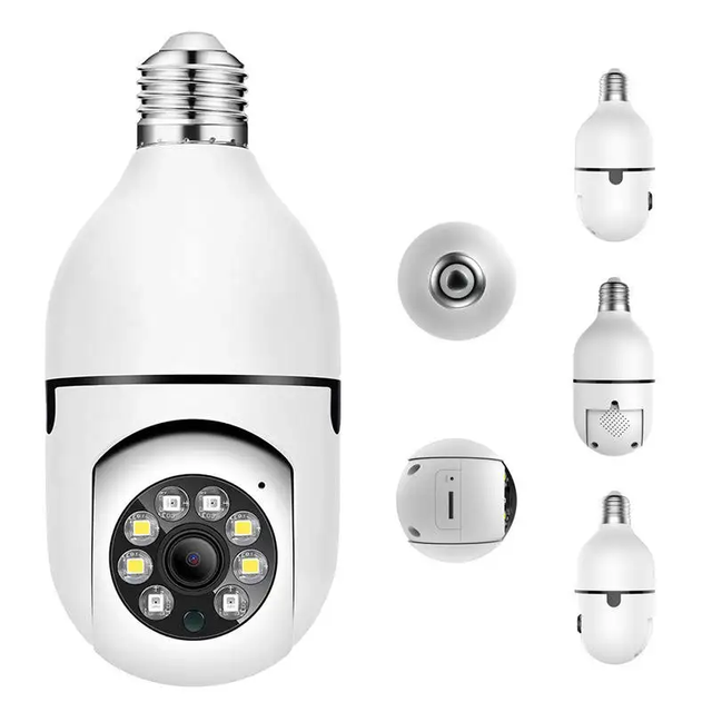 Video Camera Light Bulb 1080P Security Camera System with 2.4GHz WiFi 360 Degree Panoramic Wireless Home Surveillance Cameras