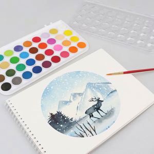 Hot Sale Non-toxic 36-<b>Color</b> Solid Water <b>Color</b> Paints Cake Pigment Set with 15 Nylon Brushes Children's Canvas Painting Low MOQ - Product Image 4