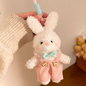 Llavero de Peluche de Conejo con Vestido de Dibujos Animados, Juguete de Peluche de Conejo Súper Suave, <span class=keywords><strong>Mini</strong></span> Muñeca Colgante, Regalo <span class=keywords><strong>para</strong></span> Niñas - Product Image 4