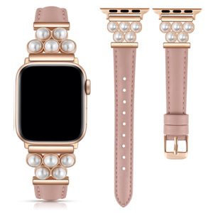Correa de Reloj de Cuero con Perlas para iWatch, Modelo Popular, Correa Ajustable con Hebilla para <span class=keywords><strong>Apple</strong></span> <span class=keywords><strong>Watch</strong></span> S11 10 9 <span class=keywords><strong>7</strong></span>, para Correas de <span class=keywords><strong>Apple</strong></span> <span class=keywords><strong>Watch</strong></span> - Product Image 2