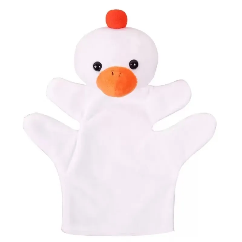 Juguetes educativos personalizados para bebés lindo pato marioneta de mano de peluche perro juguete realista animal marioneta de mano muñeca para la venta