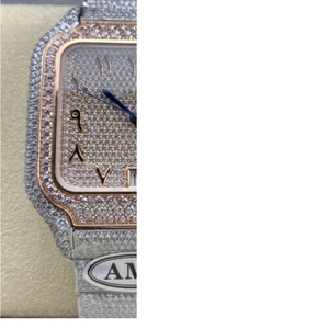 Reloj Cuadrado de Lujo con Diamantes, para Hombre/Mujer, Dos Tonos, Oro Rosa y Plata, Automático, con Números Arábigos - Product Image 2