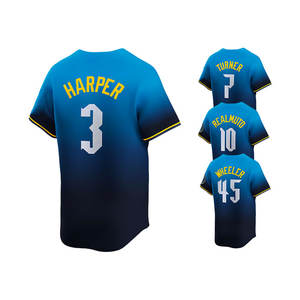 2024 города соединяют верхние сшитые бейсбольные майки Philadelphia 3 Bryce Harper 7 Trea Tur-ner 10 J.T. Realmuto 16 Marsh 45 WHEELER - Product Image 4