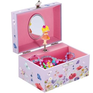 Vendita calda 5 pollici MDF <span class=keywords><strong>carillon</strong></span> in legno con disegno floreale blu carica di vento caratteristica Logo personalizzato regali di festa per bambine natale - Product Image 5