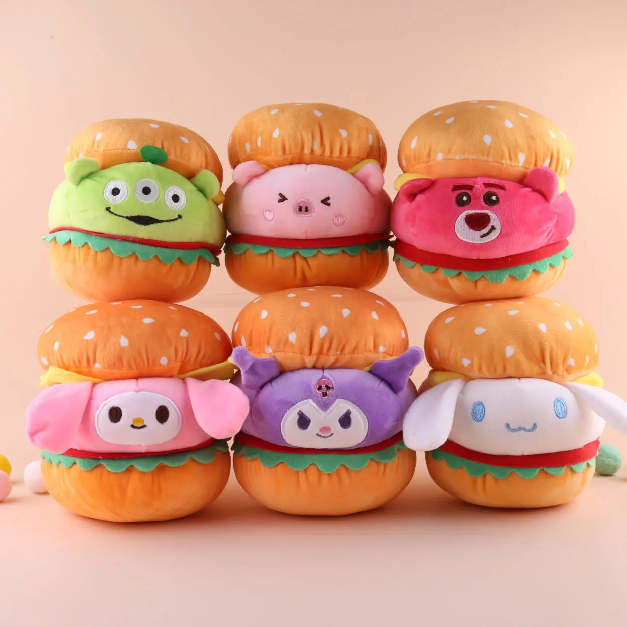 Высококачественные милые плюшевые куклы Kurome Melody в форме гамбургера для мальчиков и девочек, мягкие игрушки