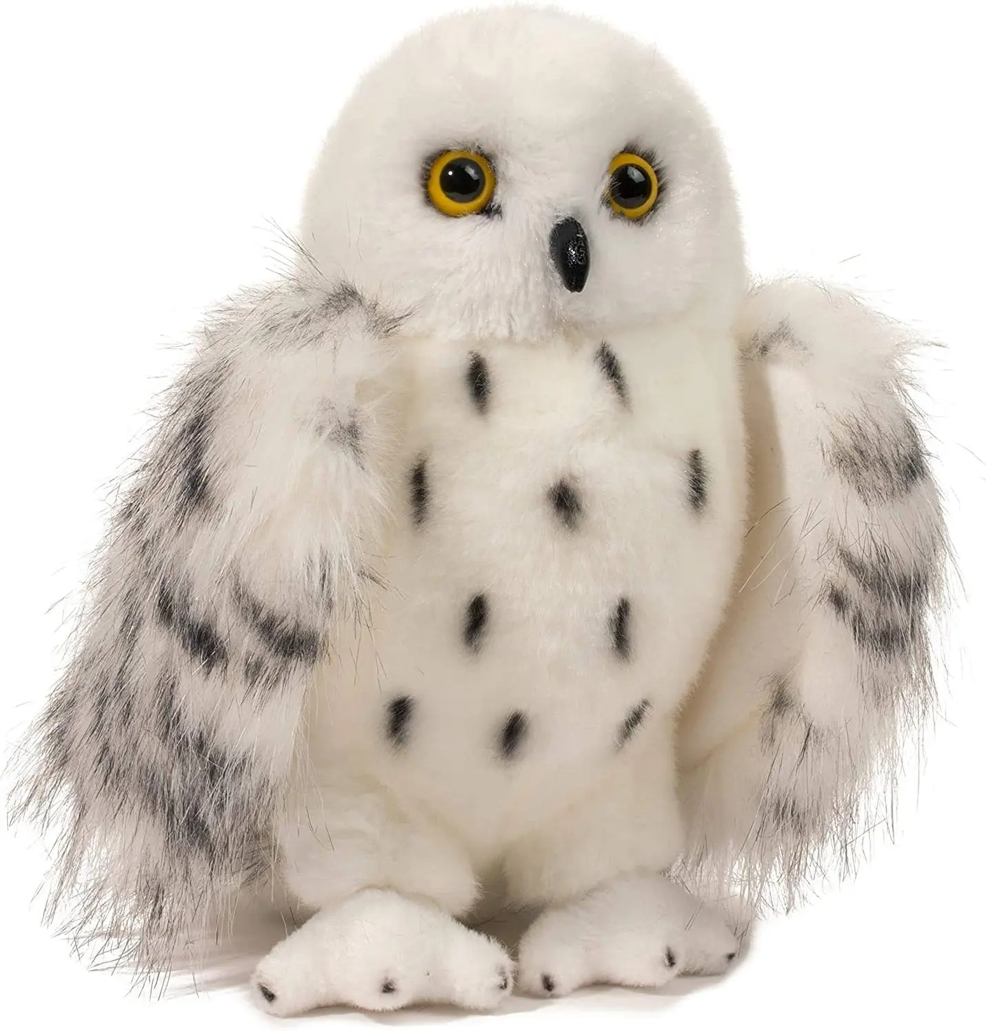 Boneco de simulação animal branco, travesseiro macio, boneco de pelúcia com olhos grandes e neve, coruja de pelúcia animada