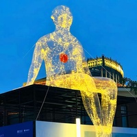 Personnalisable PVC Transparent LED Allumé Gonflable Ballon Humain Gonflable Embrasser Modèle Public Art Installation pour la Publicité