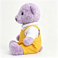 Ours en peluche personnalisé en coton PP, jouet ours violet de dessin animé avec tenue assortie, décoration, cadeau pour enfants
