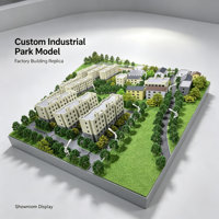 Maquette architecturale personnalisée de parc industriel avec bâtiments d'usine et ceinture verte