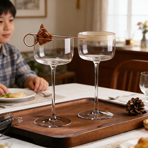 Copa de Cóctel de Cristal Hecha a Mano para <span class=keywords><strong>Martini</strong></span>, Vino Espumoso y Vino de Frutas - Diseño Moderno y Minimalista Específico para Bares - Product Image 1