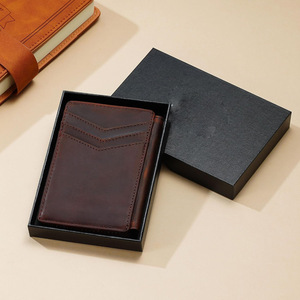 <b>Men's</b> Genuine Leather <b>Wallet</b> Ultra Thin Multi Card Holder RFID Blocking Protection Coffee <b>Black</b> Light Brown - Product Image 2