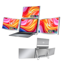 Monitor Portátil de 14 Pulgadas Ideal para Trading, Pantalla Plegable, Extensor de Monitor Cuádruple, 1 Cable para 3 Pantallas, Extensor de Pantalla para Laptop