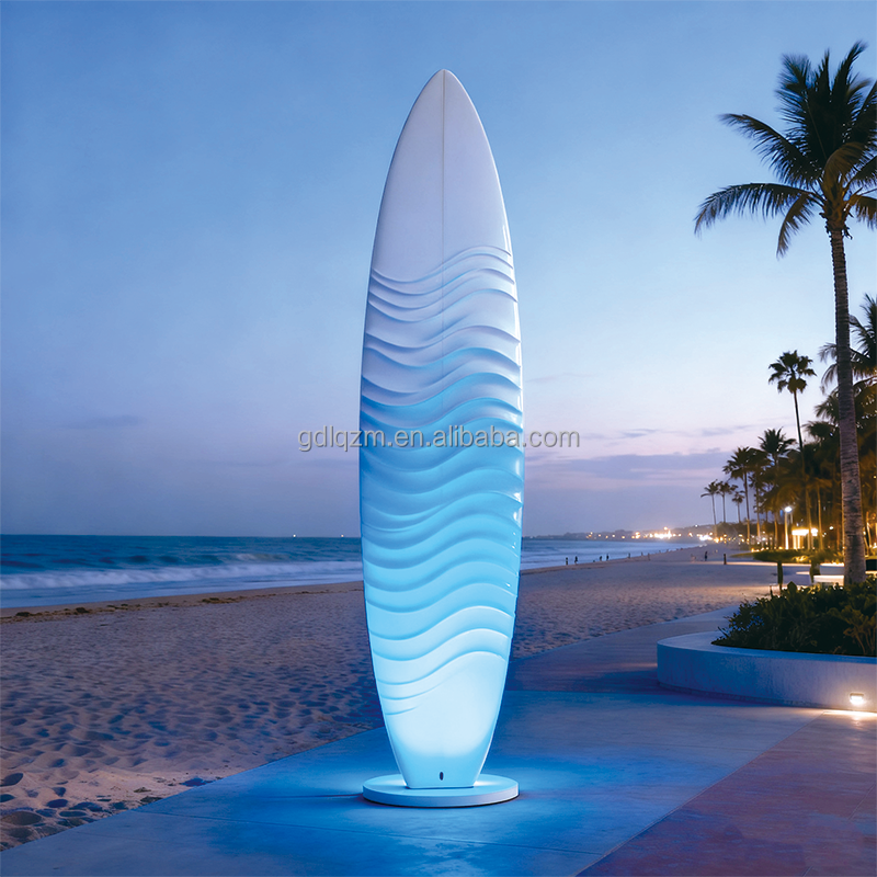 Surfboard Wave Landscape Light UV-Resistant Stainless Steel IP65 LED Coastal Outdoor Decor All-Weather Durability