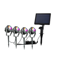 Lampes de jardin solaires à changement de couleur RVB 3000K à intensité variable réglable rotatives étanches IP65 Éclairage paysager