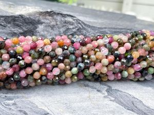Cuentas de Turmalina Natural de Colores, Facetadas y Redondas, de 2mm, 3mm y 4mm, Cuentas Sueltas para la Fabricación de Joyas, Pulseras, Venta al Por Mayor - Product Image 3