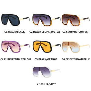 Wholesale New Fashion One-Piece Large-Frame Gold Sunglasses for Women High-End Sun Protection Personalized Trendy Versatile - Product Image 4