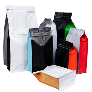 Bolsas de café con sello lateral de ocho lados, embalaje con cremallera para café, té, Grado Alimenticio con válvula, novedad