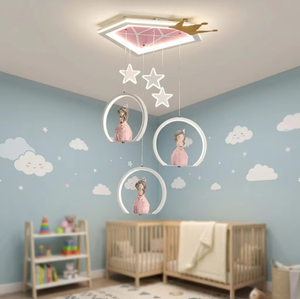 <span class=keywords><strong>Lampadario</strong></span> a Soffitto a Forma di Principessa Cartoonesca, Lampada a Sospensione per <span class=keywords><strong>Cameretta</strong></span> Bambini, Lampada da Soffitto per Ragazze e Ragazzi - Product Image 2