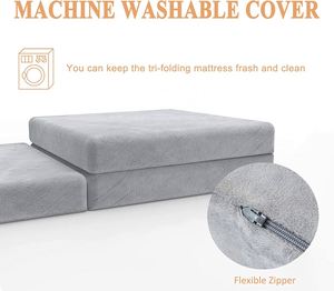 Portable Guest <strong>Bed</strong> Folding <strong>Mattress</strong> Folding <strong>Sofa</strong> 4" Breathable High-Density Foam <strong>Mattress</strong> <strong>Topper</strong> - Product Image 4