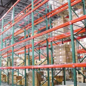 Adjustable 50.8 pith Steel tear drop style racking warehouse racks with tear orange beams green post and uprights