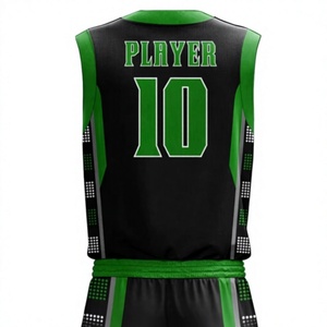 LONG MISSION INDUSTRY LMI-006 Ensemble de maillot et short de basketball noir et vert pour homme adulte, en polyester respirant, avec impression par sublimation - Product Image 6