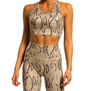 Của phụ nữ biểu tượng tùy chỉnh áo ngực thể thao Bộ yoga thoáng khí bán buôn Python in ấn phòng tập thể dục xà cạp Workout Activewear OEM yoga quần áo - Product Image 3