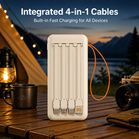 Batteries externes d'extérieur 50000 mAh avec 4 câbles intégrés, lampe torche à charge rapide PD 22,5 W, chargeur portable avec poignée