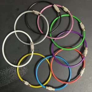 Bán Buôn Thép Không Gỉ Vòng 2Mm PVC Tráng Dây Vít Keychain Cáp Lớn Vòng Chìa Khóa 6 <span class=keywords><strong>Inch</strong></span> Móc Chìa Khóa Cho Hành Lý Thẻ Chìa Khóa - Product Image 3