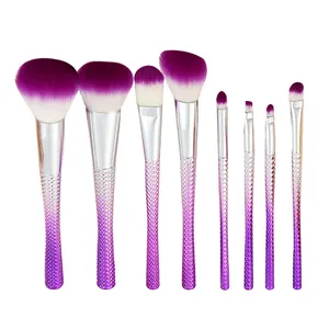 2024 New Style Beautiful Mermaid Cosmetic Brush Beauty Tool 10pcs Gradient Purple Color Makeup Brush Set