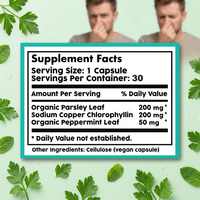 Livraison Rapide : Capsules de Chlorophylline – Complément Déodorant Corporel Naturel pour Adultes, Fraîcheur Persil Menthe Poivrée, Adapté aux Adultes