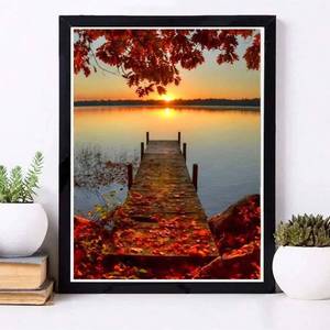 Broderie Point de Croix Paysage Magnifique Série Coucher de Soleil Bord de Mer Feuille d'Érable Salon Peinture Décorative Kit - Product Image 2
