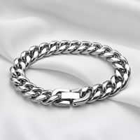 Bracelets en Chaîne Cubaine en Acier Inoxydable pour Hommes, Couleur Argent, Mode Hip Hop, Bracelet pour Garçon, Bijoux