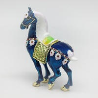 Boîte à bijoux en métal peinte à la main, figurine de cheval en émail, statues à charnières pour la décoration de la maison