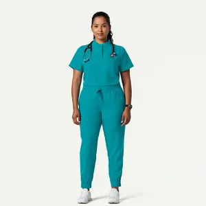 High Quality Four-Ways Stretch Scrub Sets High Neck Work Wear Spa Uniform Medical Women Hospital Uniforms