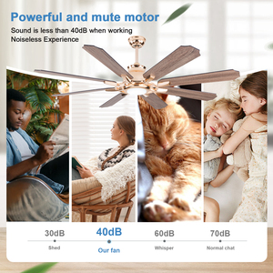 Sang Trọng 72 Inch Quạt Trần Với Ánh Sáng Thời Trung Cổ Phong Cách 3 Màu Sắc Chiếu Sáng Điều Khiển Từ Xa Không Ồn Ào Quạt Trần - Product Image 4